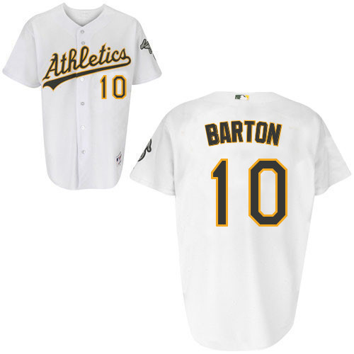 Daric Barton #10 Youth Baseball Jersey-Oakland Athletics Authentic Home White Cool Base MLB Jersey